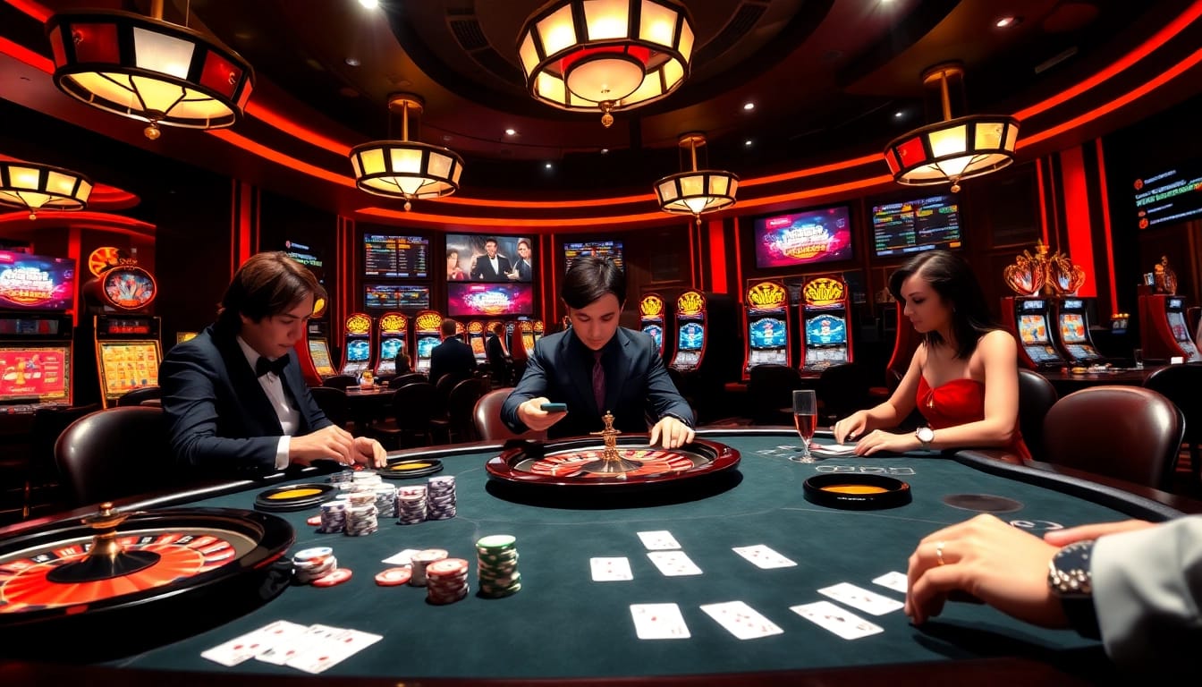 Experience thrilling gameplay at https://mm88.vin/ with vibrant poker chips and roulette wheels.