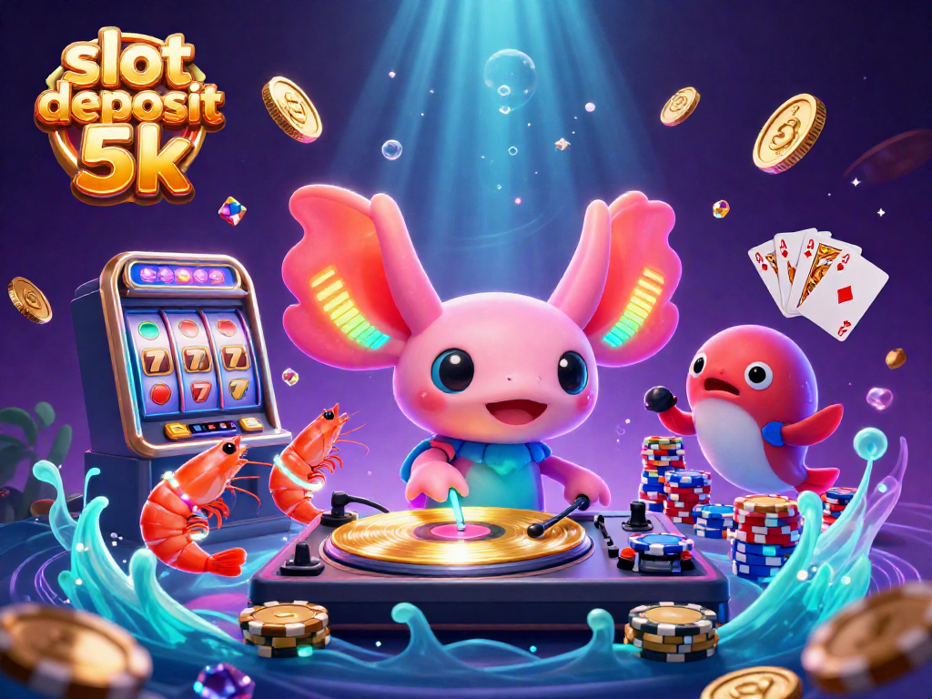 Engage in thrilling gameplay with slot deposit 5k featuring vibrant axolotl DJ and colorful casino elements.