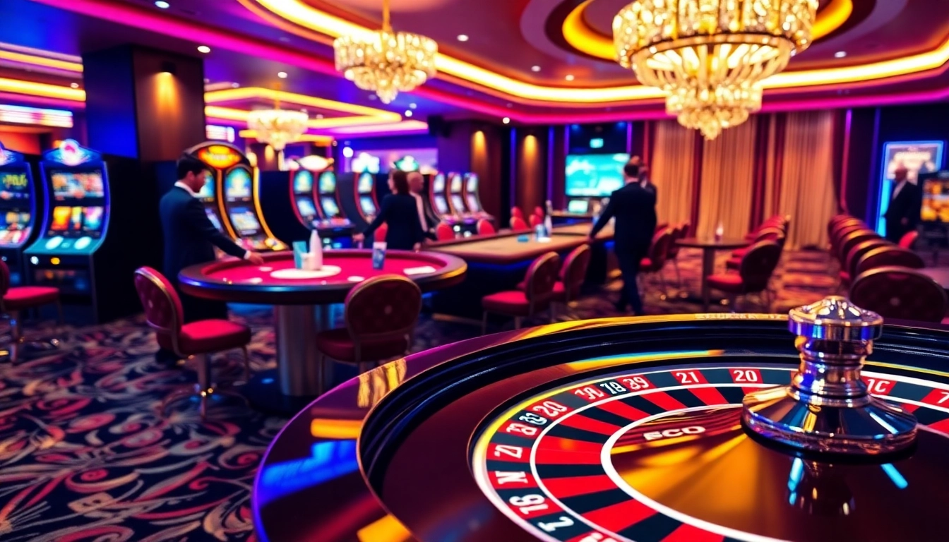 Experience excitement at the xx88 casino with dealers, roulette tables, and vibrant gaming atmosphere.