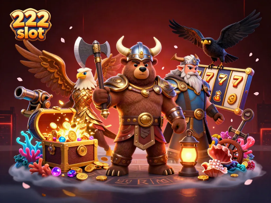 Menangkan permainan 222 slot dengan Viking dan slot simbol keberuntungan dalam ilustrasi yang memikat ini.