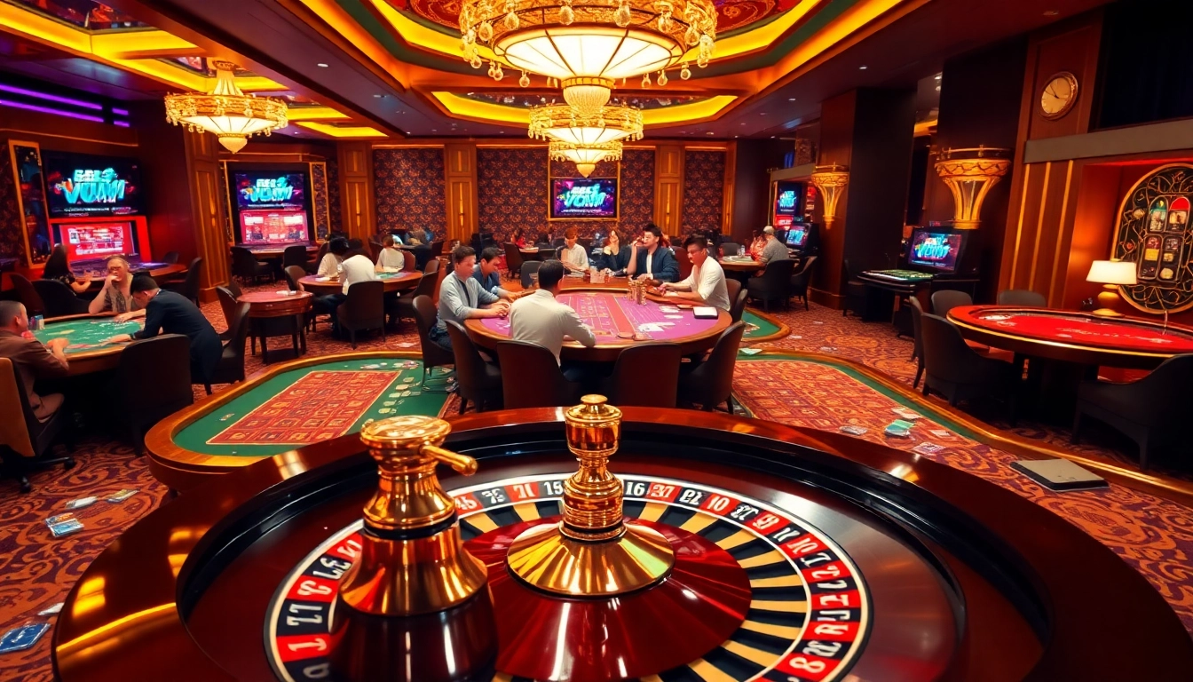 Engage in thrilling games at tg88 vom with vibrant casino tables and exciting roulette.
