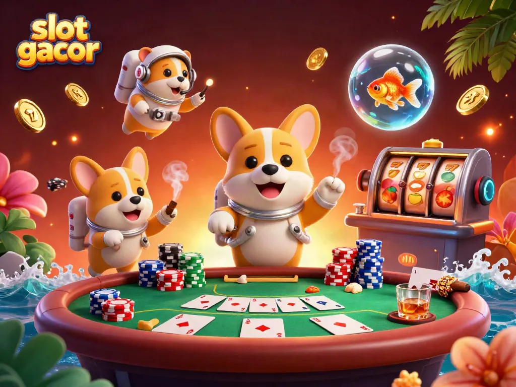 Memenangkan slot gacor di kasino dengan corgi astronot dan elemen permainan yang seru.