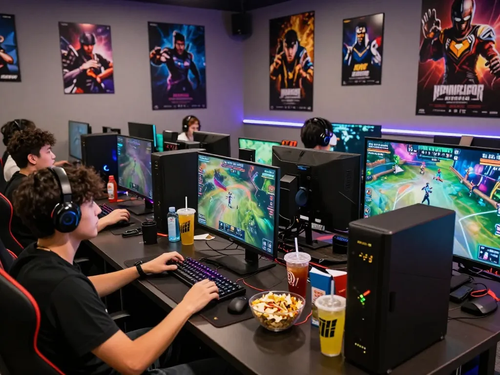 Experience a thrilling esports betting scene with gamers engaging in live matches at https://gglbetsg.org/gglbet-sg/singapore-esports-betting-guide/ surrounded by high-performance setups and vibrant a