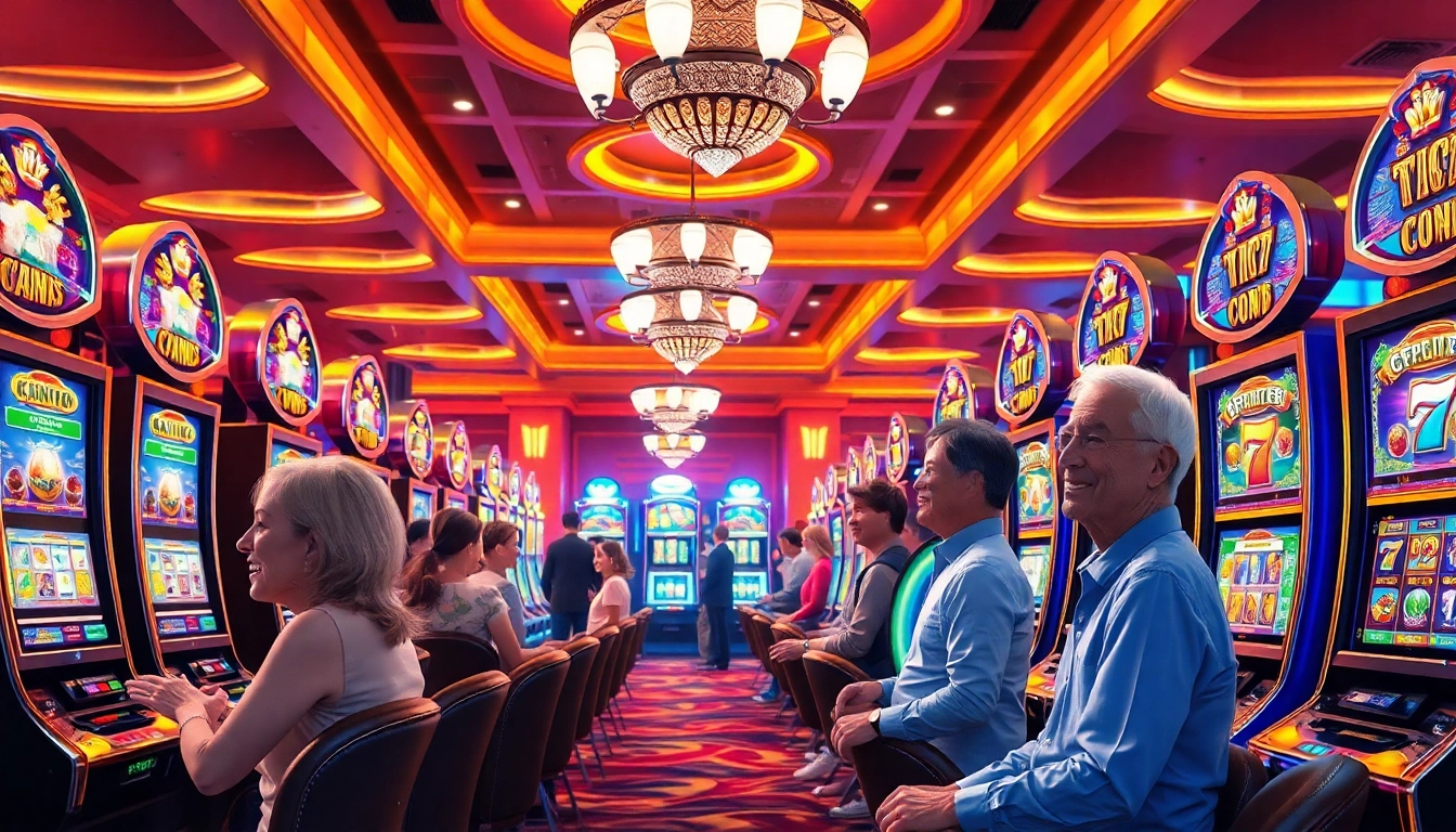 Players enjoying thrilling slot gacor experience in a vibrant casino atmosphere