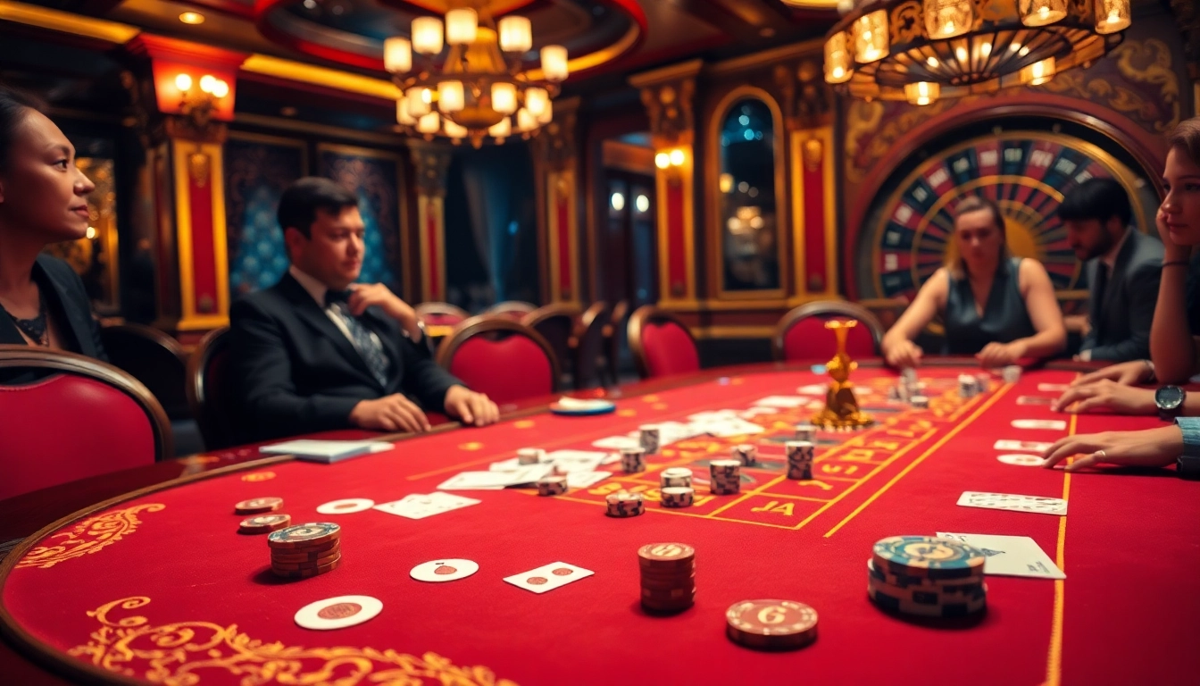 Engaging players experience a thrilling game at the SODO66 casino table with vibrant cards and chips.