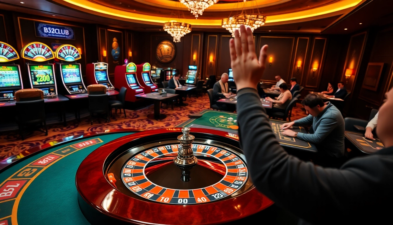 Experience the excitement of B52CLUB with players celebrating wins at a vibrant casino.