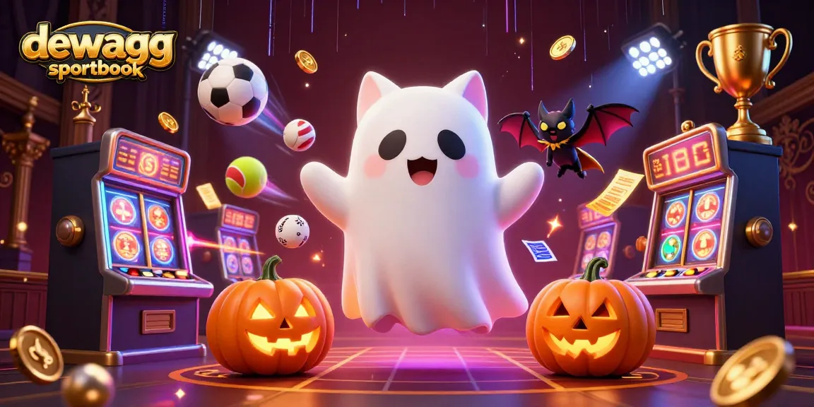 Experience thrilling action at dewagg sportbook with ghostly companions and dynamic sports elements in a vibrant casino setting.