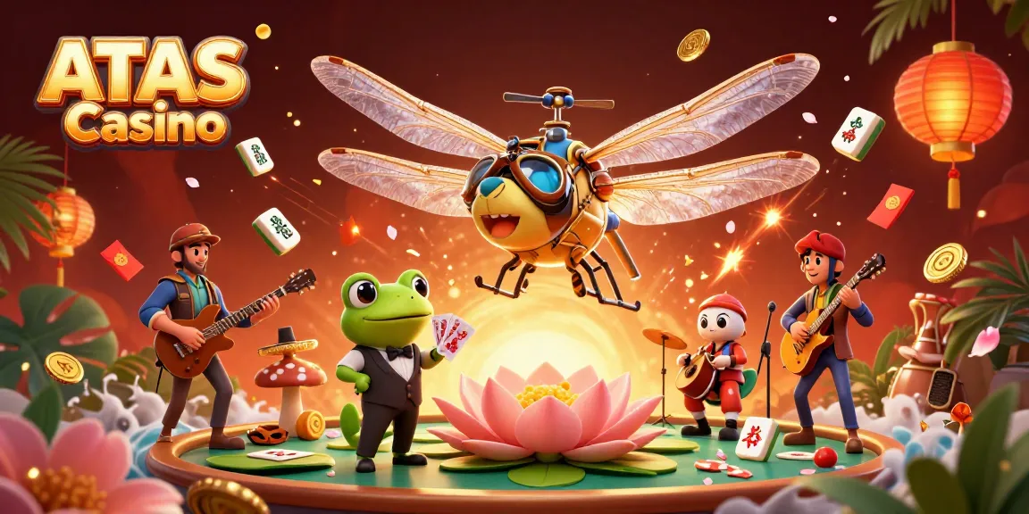 Spin the reels at ATAS Casino, where a dragonfly pilot and frog croupier bring excitement to the gaming experience.