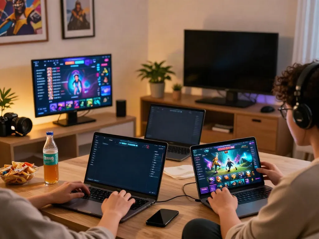 Engaged player enjoying ORION88 mobile game in a cozy gaming space.