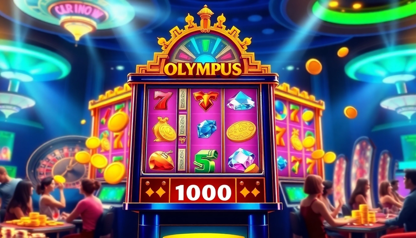 Olympus 1000 slot machine showcases exciting gameplay with vibrant symbols and gold accents.