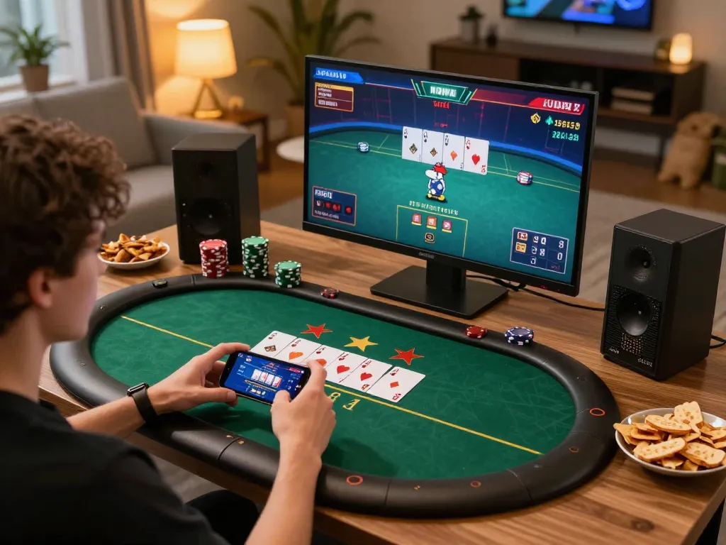 Player engaged in online casino gaming on smartphone for ku win experience