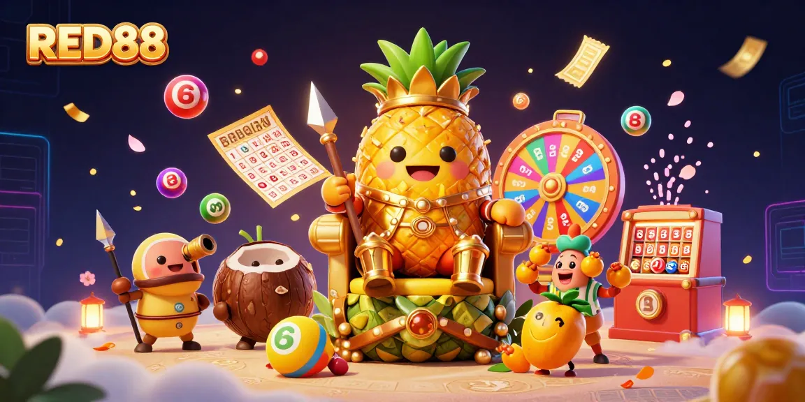 Engage with RED88’s vibrant gaming world featuring lively characters and casino elements.