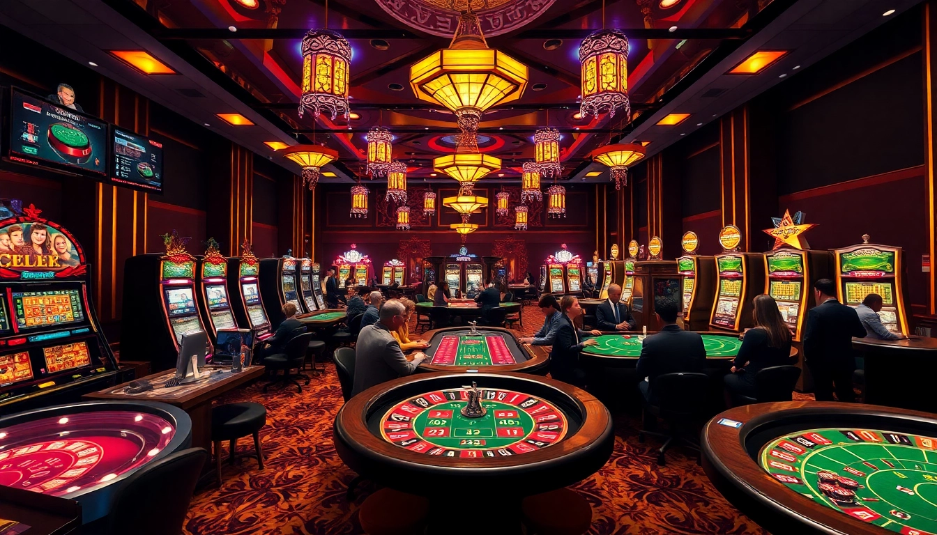 Enjoying a thrilling game at SODO Casino's vibrant gambling scene with poker and slot machines.