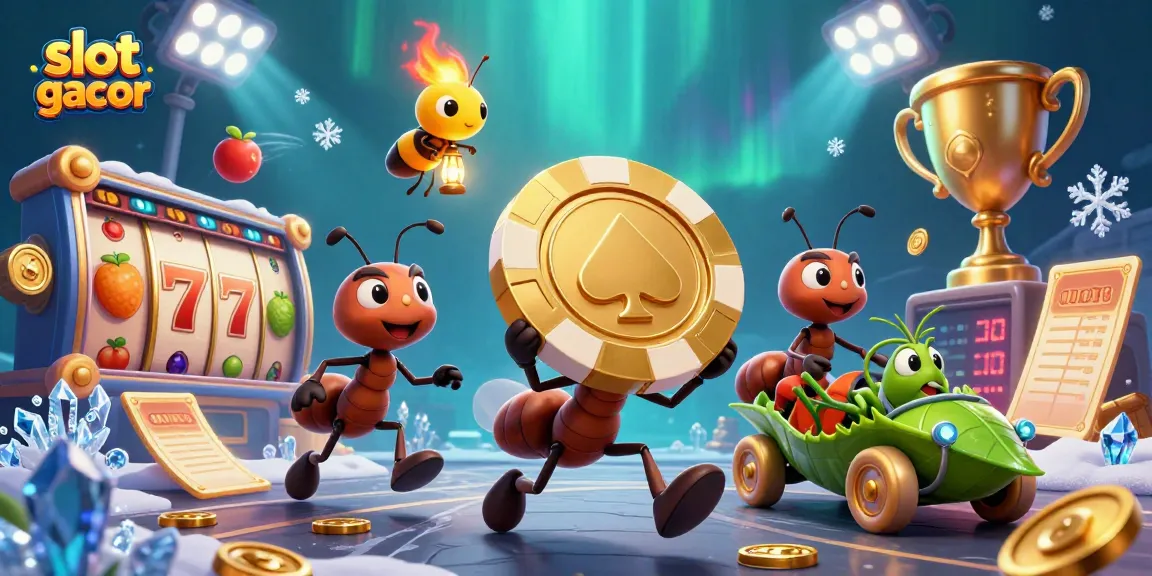 Menangkan permainan slot gacor dengan visual menarik dari heist para semut dan elemen kasino.