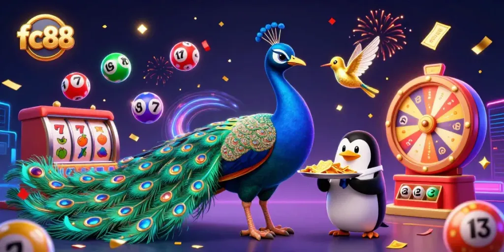 Engage with exciting fc88 casino slots and thrilling lottery games featuring vibrant characters.