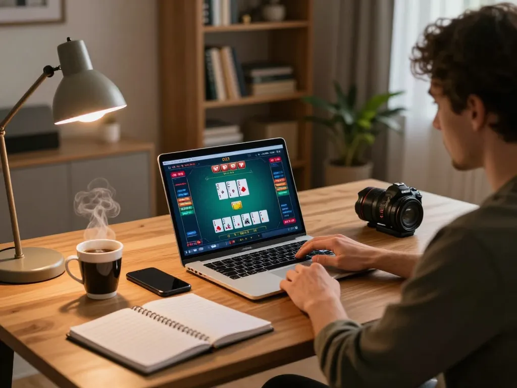 Players engaging in online poker at home with 99Win, showcasing strategy and comfort.