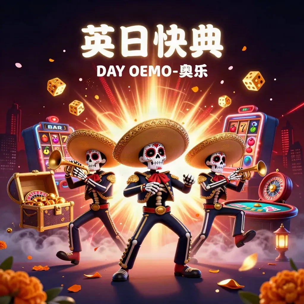 Day-of-the-Dead skeleton mariachi trio amid exploding slot magic and gold