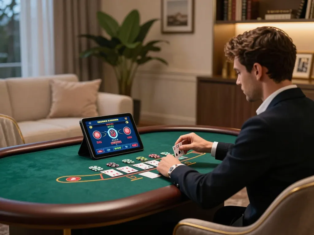 Engaging in live dealer blackjack at home using a tablet on Tg888 for strategic play