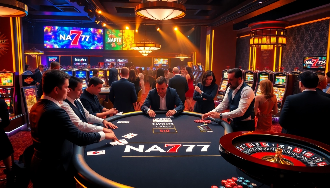 Experience thrilling gameplay with NA777 at a professional blackjack table surrounded by excitement.