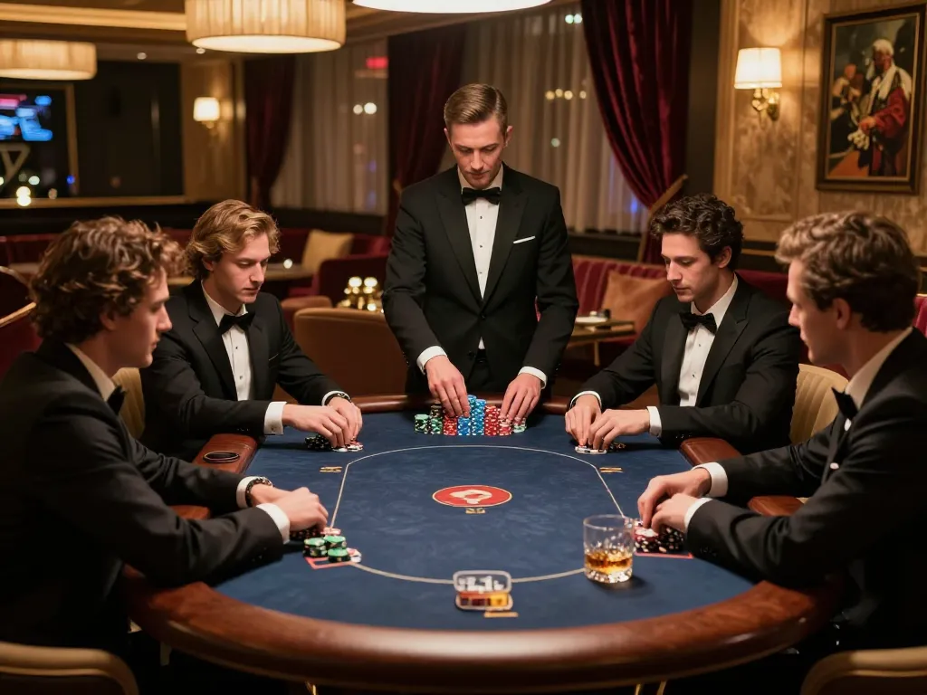 Experience a pragmatic poker night in a luxurious VIP lounge showcasing high-stakes action.