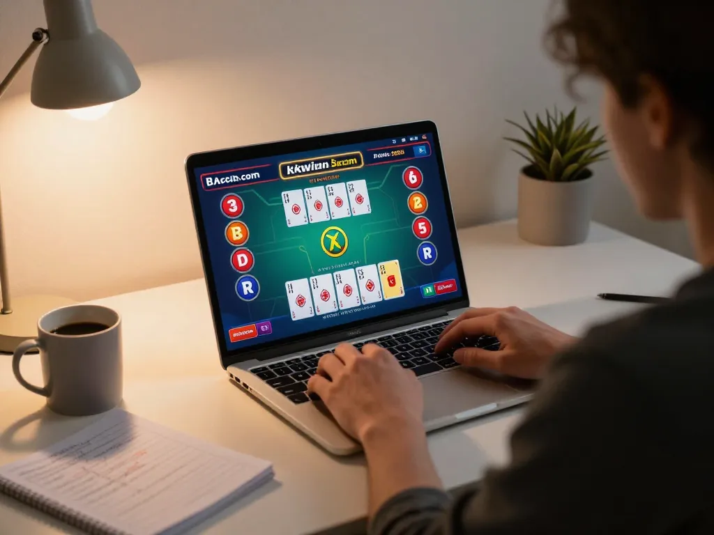 Engaging online Baccarat gameplay on kkwin.com, capturing strategic moments and personal gaming atmosphere