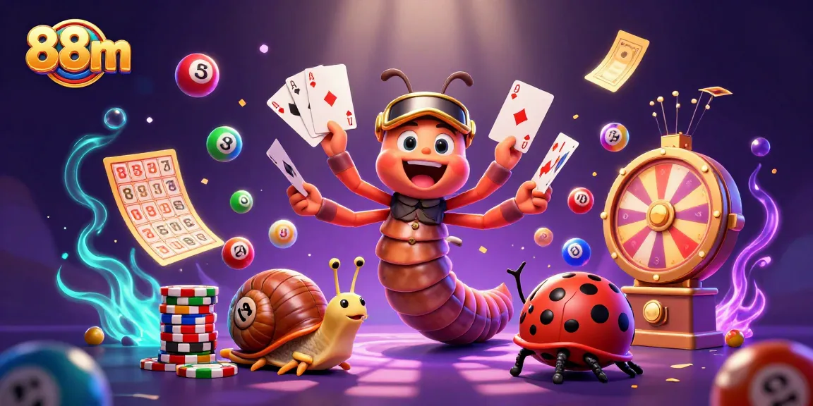 Immerse in the excitement of 88m with a cartoon dealer, high-roller snail, and pill bug in action at the casino.