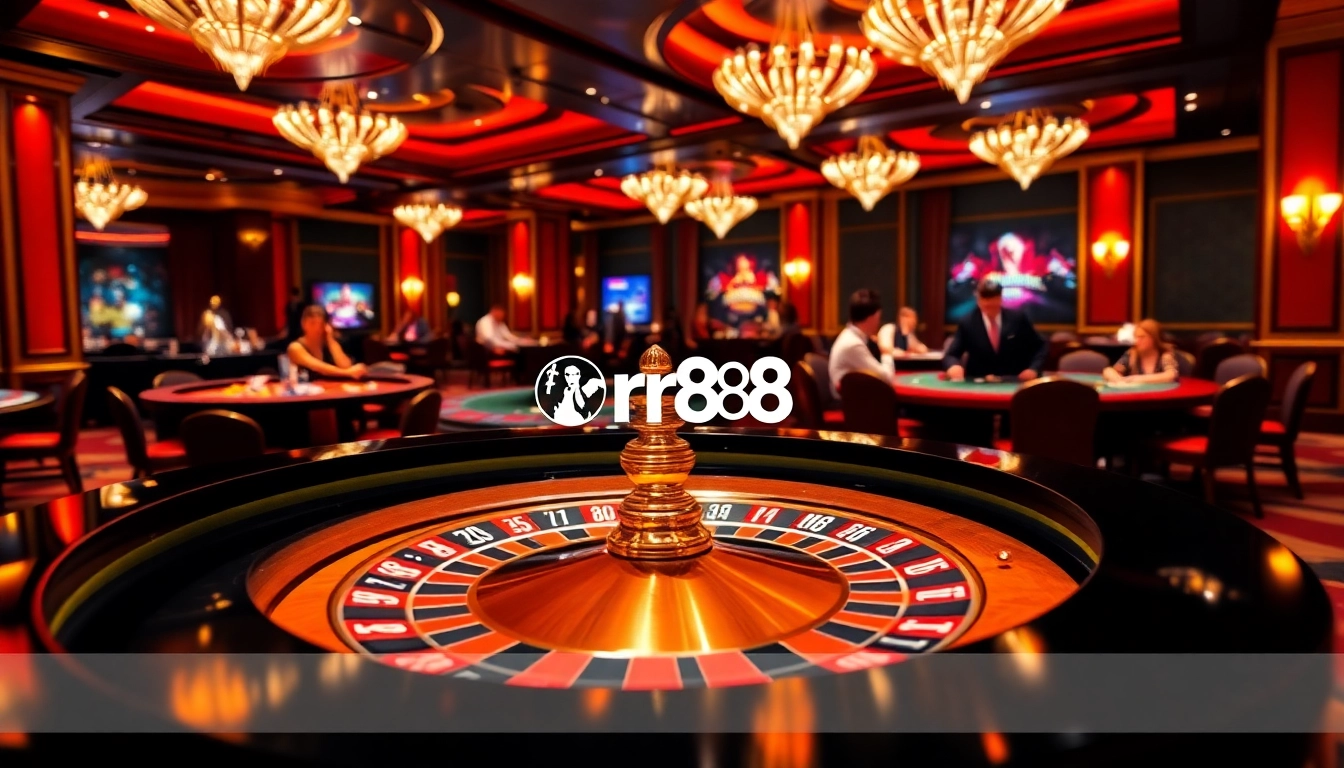 Experience thrilling roulette action at rr88, showcasing an exciting casino atmosphere with vibrant colors and engaged players.