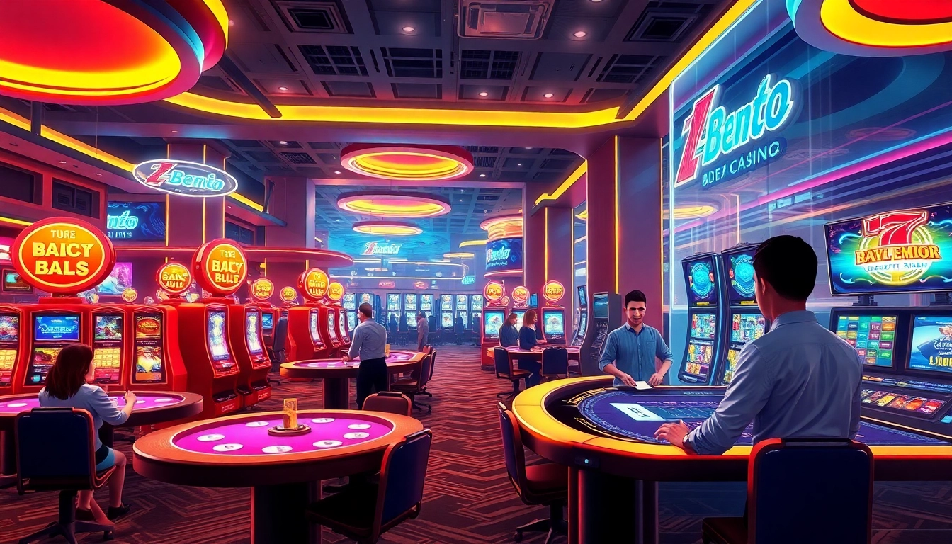 Exciting online gambling scene at b52clubn.com, featuring vibrant casino layouts and interactive gaming elements.