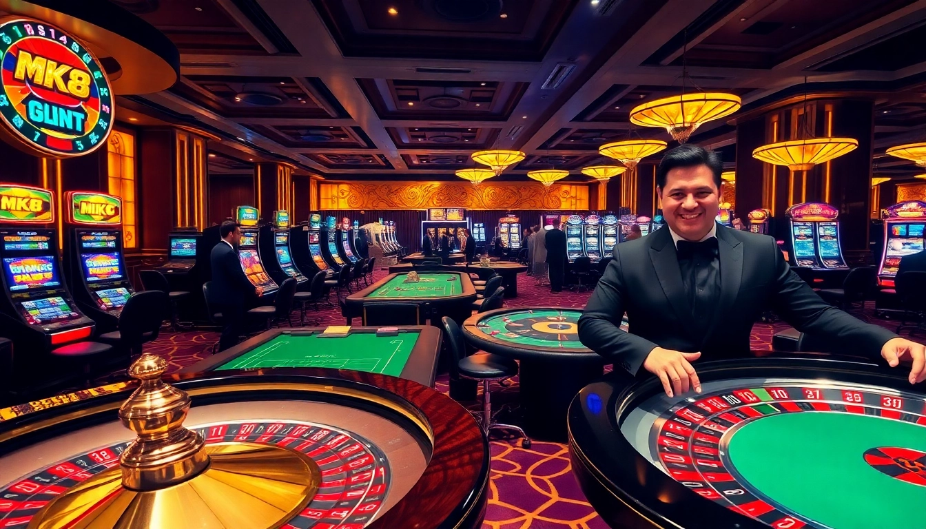 Engage in thrilling bets at MK8's luxurious casino tables filled with excitement.