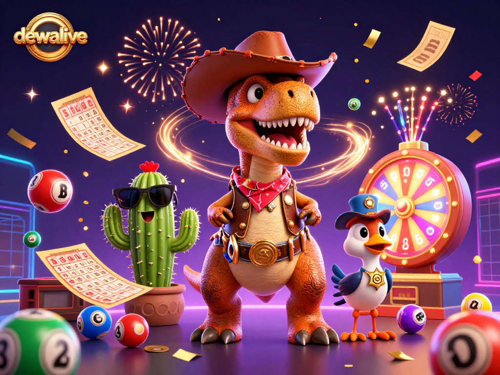 Mengalami keseruan dengan dewalive, saat dinosaur cowboy 3D beraksi di tengah pesta lottery dan bingonya.