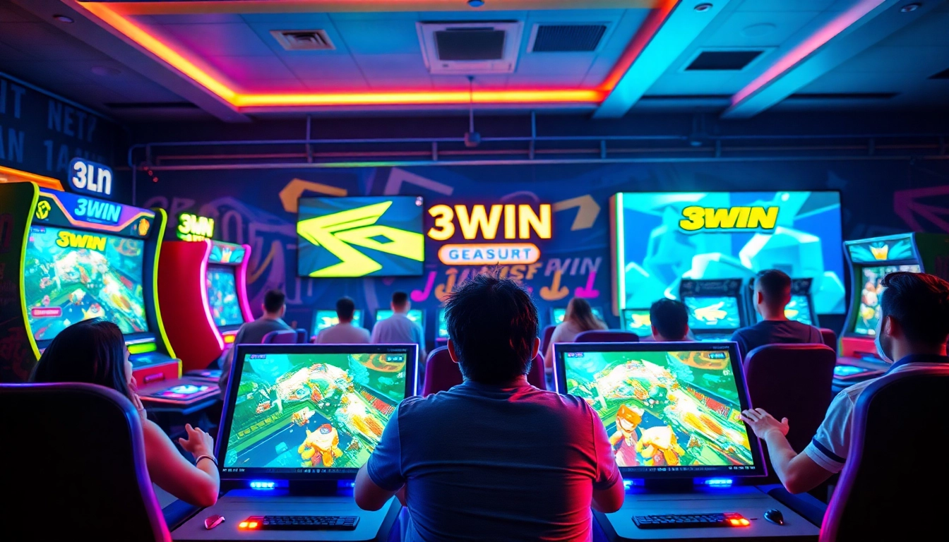 3WIN gaming lounge showcasing players engaged in exciting games.