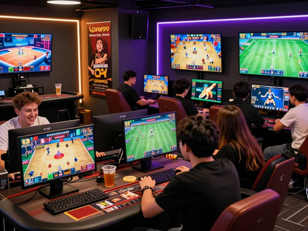 Engaged players enjoying diverse games at https://gavn99.org/ in an energetic online gaming environment, showcasing cockfighting, casino, and sports betting.