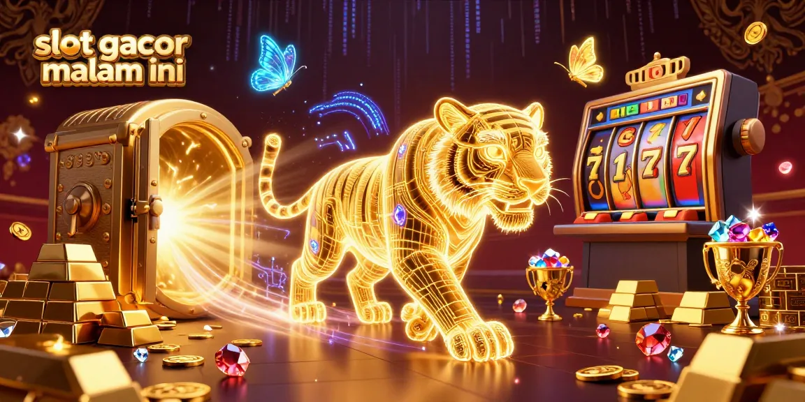 Engage with slot gacor malam ini as a golden tiger illuminates a digital casino landscape.