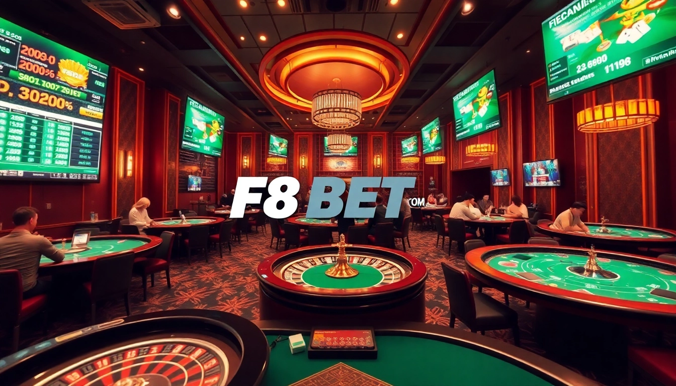 Engaging online casino scene showcasing F8BET COM with lively players and vibrant games.