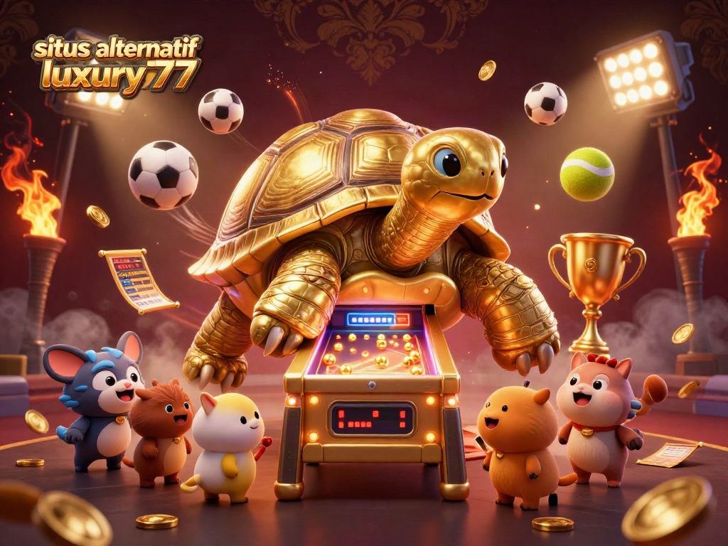 Animasi 3D yang menggambarkan keseruan bermain di situs alternatif luxury777 dengan unsur perjudian yang kaya.