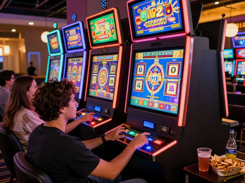 Players enjoying slot depo 5k at home with engaging digital displays and cozy ambiance.
