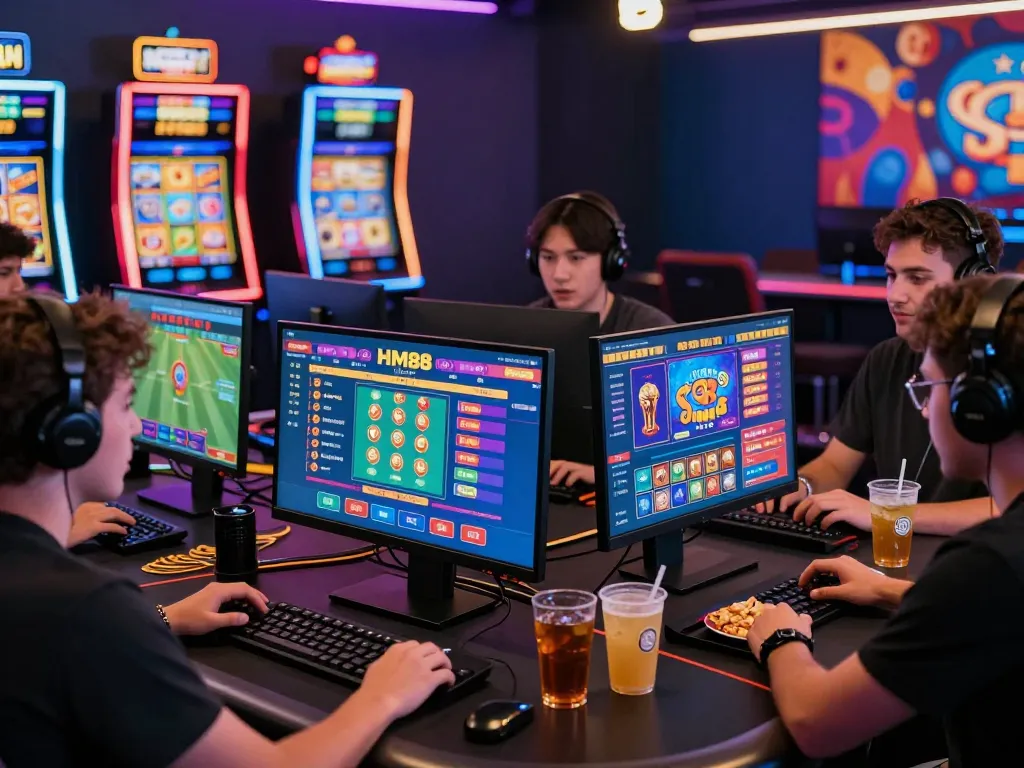 Experience the excitement of hm88 đăng nhập with friends in an engaging online gaming atmosphere, featuring colorful betting displays and camaraderie.