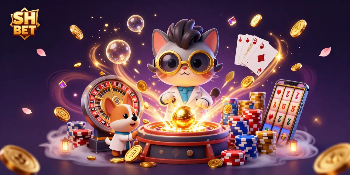 Spin for fortune at SH BET with a whimsical 3D casino scene featuring a mad scientist cat and dog