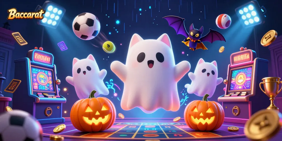 Baccarat players enjoy an engaging experience with casino ghosts and sports elements in this vibrant game scene.