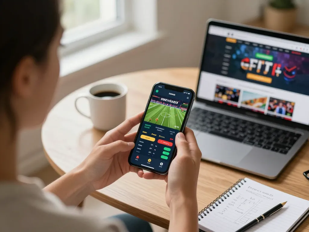 Engaging in mobile betting with Lc888 on smartphone in a cozy home setting