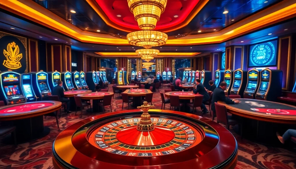 Engage with the thrilling atmosphere at XX 88 casino, featuring poker tables and roulette wheels.