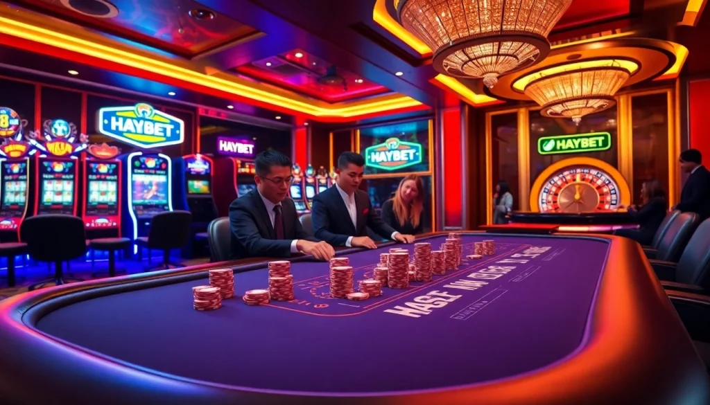 Experience high-stakes poker action at HAYBET's luxurious casino, showcasing excitement and strategy.