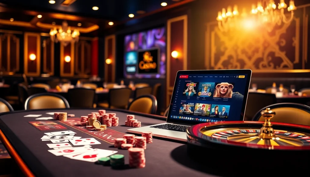 S8 casino interface displayed on a luxury gaming table with poker chips and roulette wheel.