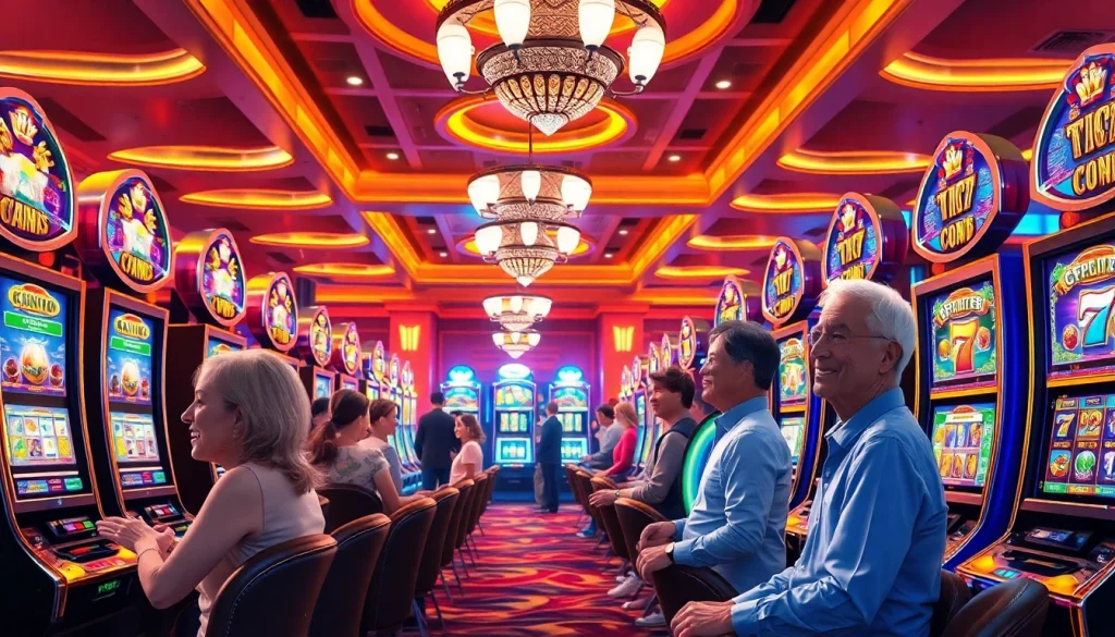 Players enjoying thrilling slot gacor experience in a vibrant casino atmosphere