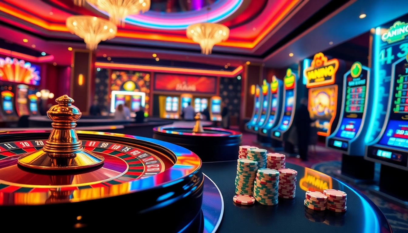 Experience the thrill of Link SC88 Việt Nam with vibrant casino visuals showcasing exciting games and player interactions.