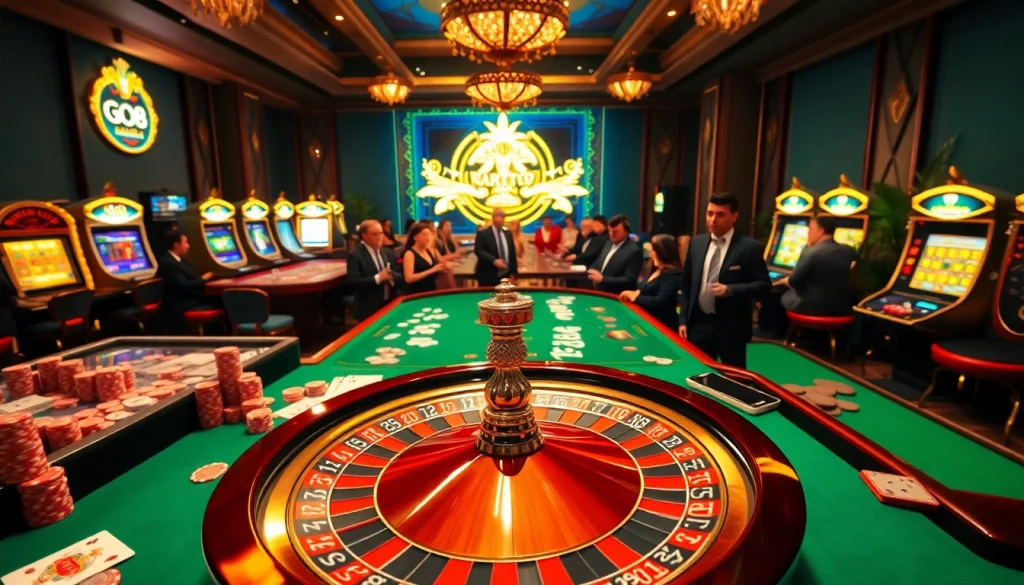Experience the excitement of a GO8 casino night with vibrant tables and enthusiastic players.