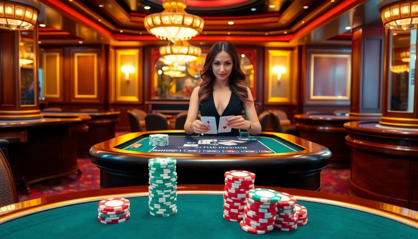 Experience high-stakes excitement at kp88's luxurious poker table with vibrant chips.
