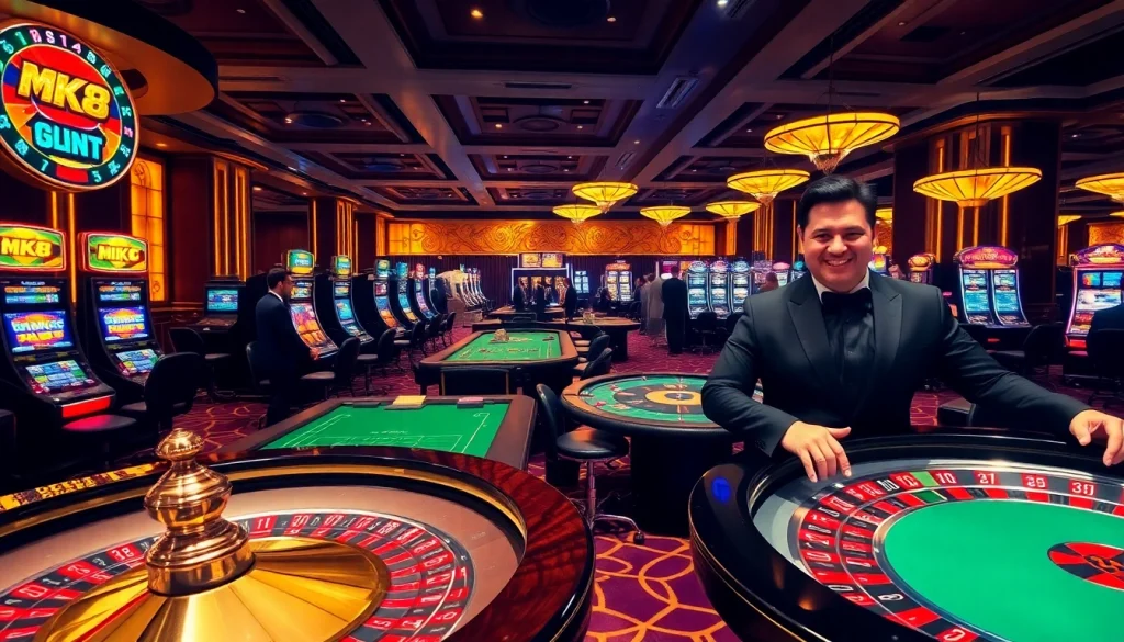 Engage in thrilling bets at MK8's luxurious casino tables filled with excitement.