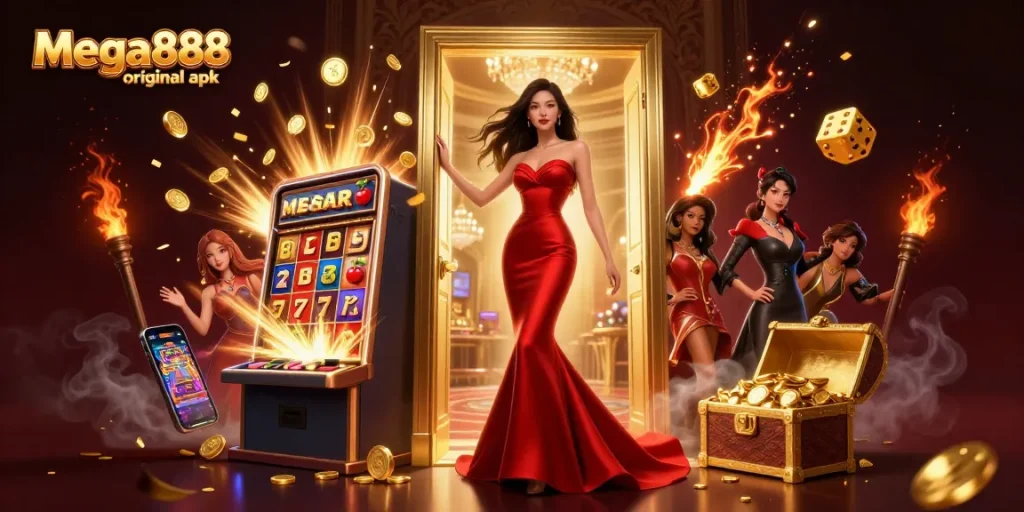 Experience the thrill of the mega888 original apk with stunning visuals and dynamic gaming elements in a vibrant casino.